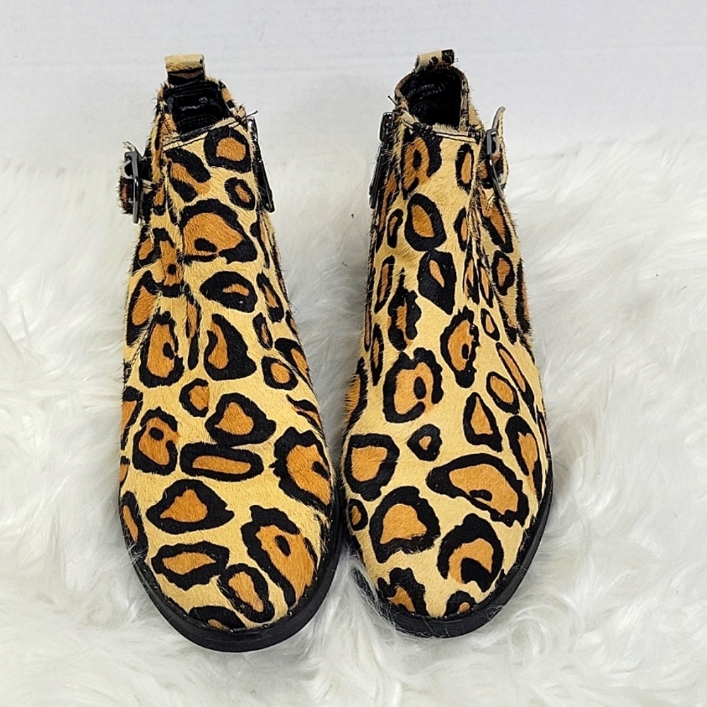 BLONDO TAMI Waterproof Leopard Print‎ Calf Hair Ankle Bootie Size 6